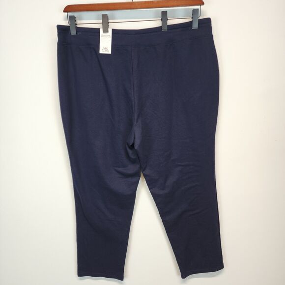 Ave Leisure French Terry Lounge Pants Size 26/28 Drawstring Blue Straight Leg - Picture 2 of 11